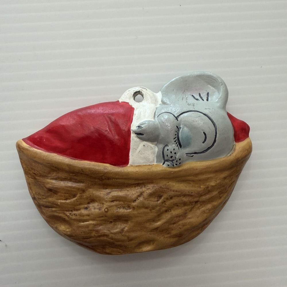 Vintage Sleeping Mouse Christmas Ornament 70s
